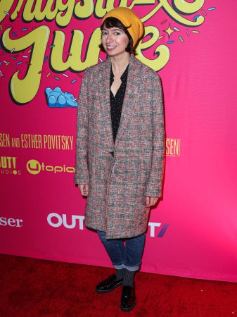 Photo for Kate Micucci arrives at the Los Angeles Premiere Of Shout! Studios, All Things Comedy and Utopia's 'Drugstore June' held at the TCL Chinese 6 Theaters on February 20, 2024 in Hollywood, Los Angeles, California, United States. - Royalty Free Image