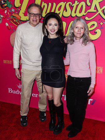 Photo for Morrie Povitsky, Esther Povitsky and Mary Povitsky arrive at the Los Angeles Premiere Of Shout! Studios, All Things Comedy and Utopia's 'Drugstore June' held at the TCL Chinese 6 Theaters on February 20, 2024 in Hollywood, Los Angeles, California - Royalty Free Image