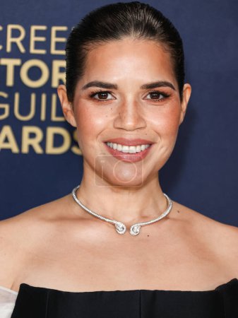 Photo for America Ferrera arrives at the 30th Annual Screen Actors Guild Awards held at the Shrine Auditorium and Expo Hall on February 24, 2024 in Los Angeles, California, United States. - Royalty Free Image
