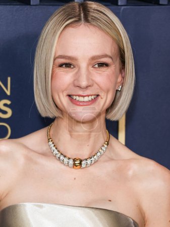 Photo for Carey Mulligan wearing a custom Armani Prive gown and Fred Leighton jewelry arrives at the 30th Annual Screen Actors Guild Awards held at the Shrine Auditorium and Expo Hall on February 24, 2024 in Los Angeles, California, United States. - Royalty Free Image