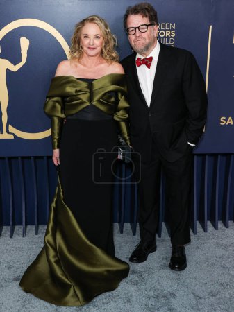 Photo for J. Smith-Cameron and Kenneth Lonergan arrive at the 30th Annual Screen Actors Guild Awards held at the Shrine Auditorium and Expo Hall on February 24, 2024 in Los Angeles, California, United States. - Royalty Free Image