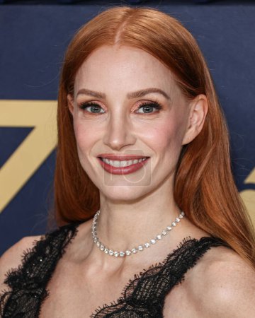 Photo for Jessica Chastain wearing a custom Armani dress and DeBeers jewelry arrives at the 30th Annual Screen Actors Guild Awards held at the Shrine Auditorium and Expo Hall on February 24, 2024 in Los Angeles, California, United States. - Royalty Free Image