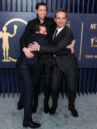 Photo for Kieran Culkin, Nicholas Braun and Matthew Macfadyen arrive at the 30th Annual Screen Actors Guild Awards held at the Shrine Auditorium and Expo Hall on February 24, 2024 in Los Angeles, California, United States. - Royalty Free Image