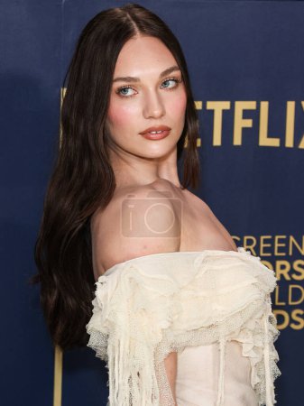 Photo for Maddie Ziegler wearing vintage Alexander McQueen arrives at the 30th Annual Screen Actors Guild Awards held at the Shrine Auditorium and Expo Hall on February 24, 2024 in Los Angeles, California, United States. - Royalty Free Image