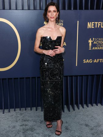 Photo for Rebecca Hall wearing Gabriela Hearst arrives at the 30th Annual Screen Actors Guild Awards held at the Shrine Auditorium and Expo Hall on February 24, 2024 in Los Angeles, California, United States. - Royalty Free Image