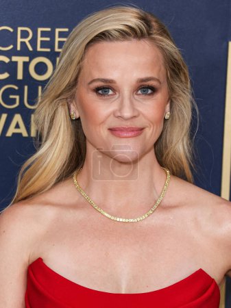 Photo for Reese Witherspoon wearing an Elie Saab dress, Aquazzura shoes, and Bucherer jewelry arrives at the 30th Annual Screen Actors Guild Awards held at the Shrine Auditorium and Expo Hall on February 24, 2024 in Los Angeles, California, United States. - Royalty Free Image
