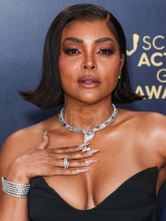 Photo for Taraji P. Henson wearing Giambattista Valli arrives at the 30th Annual Screen Actors Guild Awards held at the Shrine Auditorium and Expo Hall on February 24, 2024 in Los Angeles, California, United States. - Royalty Free Image