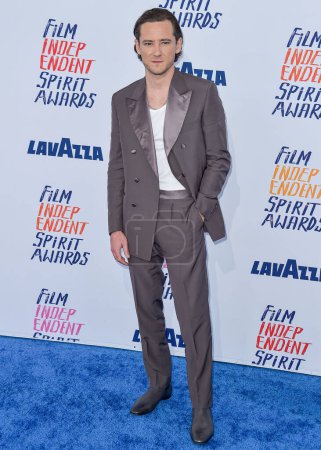 Photo for Lewis Pullman arrives at the 2024 Film Independent Spirit Awards (39th Annual Film Independent Spirit Awards) held at the Santa Monica Beach on February 25, 2024 in Santa Monica, Los Angeles, California, United States. - Royalty Free Image