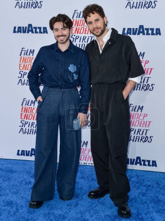 Photo for Noah Galvin and partner Ben Platt arrive at the 2024 Film Independent Spirit Awards (39th Annual Film Independent Spirit Awards) held at the Santa Monica Beach on February 25, 2024 in Santa Monica, Los Angeles, California, United States. - Royalty Free Image