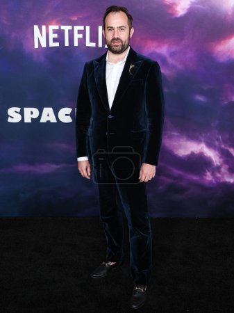 Photo for Colby Day arrives at the Los Angeles Special Screening Of Netflix's 'Spaceman' held at The Egyptian Theatre Hollywood on February 26, 2024 in Hollywood, Los Angeles, California, United States. - Royalty Free Image