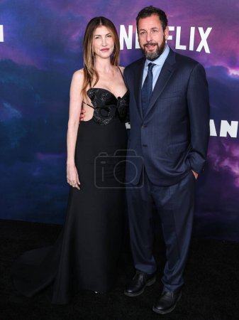 Photo for Jackie Sandler and husband Adam Sandler arrive at the Los Angeles Special Screening Of Netflix's 'Spaceman' held at The Egyptian Theatre Hollywood on February 26, 2024 in Hollywood, Los Angeles, California, United States. - Royalty Free Image