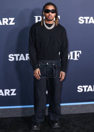 Photo for DDG arrives at the Los Angeles Premiere Of STARZ' 'BMF' (Black Mafia Family) Season 3 held at the Hollywood Athletic Club on February 29, 2024 in Hollywood, Los Angeles, California, United States. - Royalty Free Image