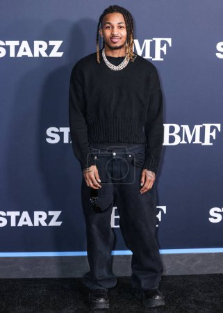 Photo for DDG arrives at the Los Angeles Premiere Of STARZ' 'BMF' (Black Mafia Family) Season 3 held at the Hollywood Athletic Club on February 29, 2024 in Hollywood, Los Angeles, California, United States. - Royalty Free Image