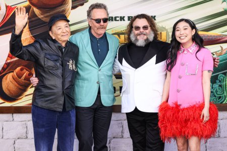 Photo for James Hong, Bryan Cranston, Jack Black and Awkwafina arrive at the World Premiere Of DreamWorks Animation And Universal Pictures' 'Kung Fu Panda 4' held at AMC The Grove 14 on March 3, 2024 in Los Angeles, California, United States. - Royalty Free Image