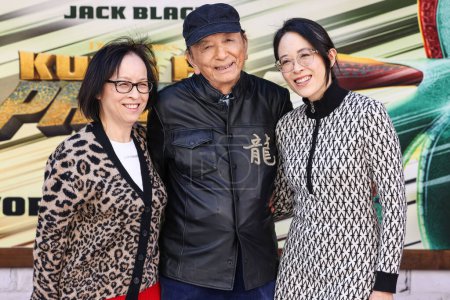 Photo for Susan Hong, James Hong and April Hong arrive at the World Premiere Of DreamWorks Animation And Universal Pictures' 'Kung Fu Panda 4' held at AMC The Grove 14 on March 3, 2024 in Los Angeles, California, United States. - Royalty Free Image