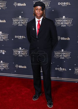 Téléchargez les photos : Myles O'Neal arrive à l'Oscar Party 2024 de Darren Dzienciol dans une résidence privée le 8 mars 2024 à Bel Air, Los Angeles, Californie, États-Unis. - en image libre de droit