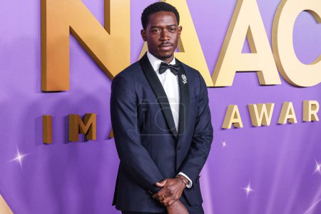 Photo for Damson Idris arrives at the 55th Annual NAACP Image Awards held at the Shrine Auditorium and Expo Hall on March 16, 2024 in Los Angeles, California, United States. - Royalty Free Image