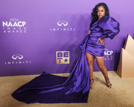 Photo for Dominique Perry arrives at the 55th Annual NAACP Image Awards held at the Shrine Auditorium and Expo Hall on March 16, 2024 in Los Angeles, California, United States. - Royalty Free Image