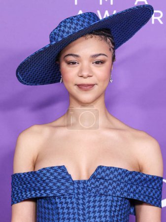 Photo for India Amarteifio wearing Tolu Coker arrives at the 55th Annual NAACP Image Awards held at the Shrine Auditorium and Expo Hall on March 16, 2024 in Los Angeles, California, United States. - Royalty Free Image