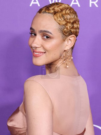Photo for Nathalie Emmanuel wearing Alberta Ferretti arrives at the 55th Annual NAACP Image Awards held at the Shrine Auditorium and Expo Hall on March 16, 2024 in Los Angeles, California, United States. - Royalty Free Image