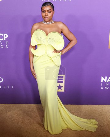 Photo for Taraji P. Henson wearing Del Core arrives at the 55th Annual NAACP Image Awards held at the Shrine Auditorium and Expo Hall on March 16, 2024 in Los Angeles, California, United States. - Royalty Free Image