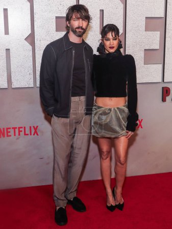 Photo for Michiel Huisman and Sofia Boutella arrive at Netflix's 'Rebel Moon - Part Two: The Scargiver' - 'Rebel Moon: Songs Of The Rebellion' Album Launch Event held at the Knockdown Center on April 3, 2024 in Queens, New York City, New York, United States. - Royalty Free Image