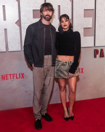 Photo for Michiel Huisman and Sofia Boutella arrive at Netflix's 'Rebel Moon - Part Two: The Scargiver' - 'Rebel Moon: Songs Of The Rebellion' Album Launch Event held at the Knockdown Center on April 3, 2024 in Queens, New York City, New York, United States. - Royalty Free Image