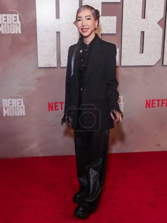 Photo for TOKiMONSTA (Jennifer Lee) arrives at Netflix's 'Rebel Moon - Part Two: The Scargiver' - 'Rebel Moon: Songs Of The Rebellion' Album Launch Event held at the Knockdown Center on April 3, 2024 in Queens, New York City, New York, United States. - Royalty Free Image