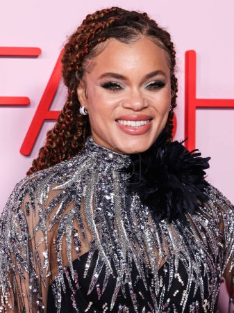 Photo for Andra Day wearing a Zuhair Murad dress with EFFY jewelry arrives at the Fashion Trust U.S. Awards 2024 held at a Private Residence on April 9, 2024 in Beverly Hills, Los Angeles, California, United States. - Royalty Free Image
