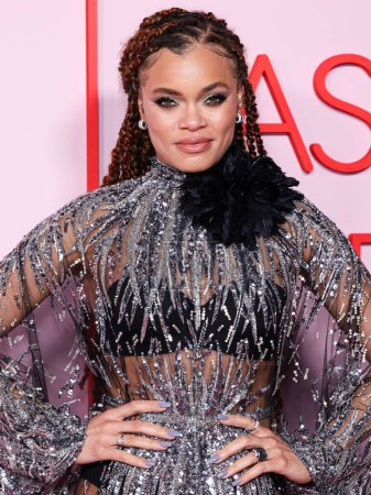 Photo for Andra Day wearing a Zuhair Murad dress with EFFY jewelry arrives at the Fashion Trust U.S. Awards 2024 held at a Private Residence on April 9, 2024 in Beverly Hills, Los Angeles, California, United States. - Royalty Free Image