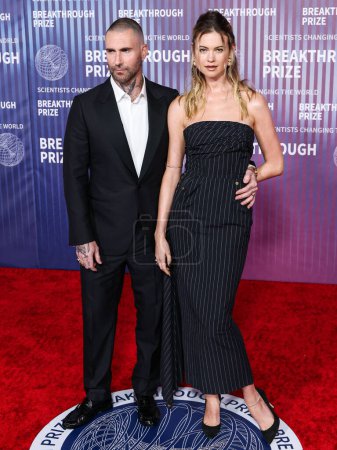 Photo for Behati Prinsloo and wife Adam Levine arrive at the 10th Annual Breakthrough Prize Ceremony held at the Academy Museum of Motion Pictures on April 13, 2024 in Los Angeles, California, United States. - Royalty Free Image