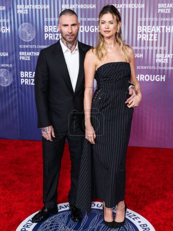Photo for Behati Prinsloo and wife Adam Levine arrive at the 10th Annual Breakthrough Prize Ceremony held at the Academy Museum of Motion Pictures on April 13, 2024 in Los Angeles, California, United States. - Royalty Free Image