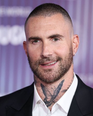 Photo for Adam Levine arrives at the 10th Annual Breakthrough Prize Ceremony held at the Academy Museum of Motion Pictures on April 13, 2024 in Los Angeles, California, United States. - Royalty Free Image