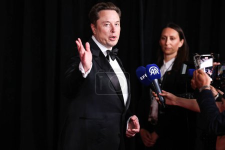 Photo for Elon Musk arrives at the 10th Annual Breakthrough Prize Ceremony held at the Academy Museum of Motion Pictures on April 13, 2024 in Los Angeles, California, United States. - Royalty Free Image