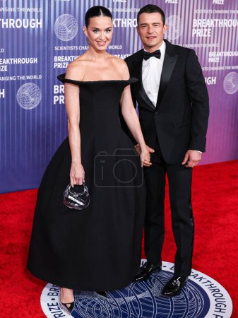 Photo for Katy Perry and husband Orlando Bloom arrive at the 10th Annual Breakthrough Prize Ceremony held at the Academy Museum of Motion Pictures on April 13, 2024 in Los Angeles, California, United States. - Royalty Free Image