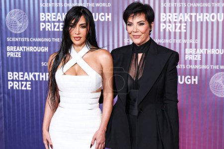 Photo for Kim Kardashian and mother Kris Jenner arrive at the 10th Annual Breakthrough Prize Ceremony held at the Academy Museum of Motion Pictures on April 13, 2024 in Los Angeles, California, United States. - Royalty Free Image