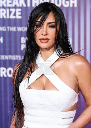 Photo for Kim Kardashian arrives at the 10th Annual Breakthrough Prize Ceremony held at the Academy Museum of Motion Pictures on April 13, 2024 in Los Angeles, California, United States. - Royalty Free Image