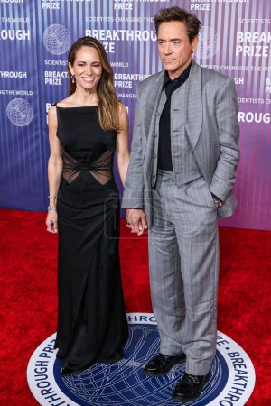 Photo for Susan Downey and husband Robert Downey Jr. arrive at the 10th Annual Breakthrough Prize Ceremony held at the Academy Museum of Motion Pictures on April 13, 2024 in Los Angeles, California, United States. - Royalty Free Image