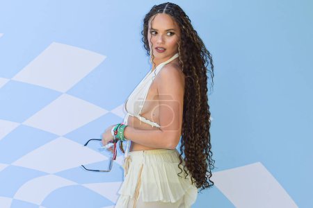 Photo for Madison Pettis arrives at the 7th Annual REVOLVE Festival 2024 during the 2024 Coachella Valley Music And Arts Festival - Weekend 1 - Day 2 held at the Parker Palm Springs Hotel on April 13, 2024 in Palm Springs, Riverside County, California - Royalty Free Image