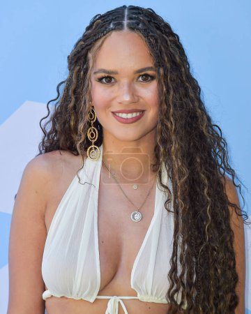 Photo for Madison Pettis arrives at the 7th Annual REVOLVE Festival 2024 during the 2024 Coachella Valley Music And Arts Festival - Weekend 1 - Day 2 held at the Parker Palm Springs Hotel on April 13, 2024 in Palm Springs, Riverside County, California - Royalty Free Image