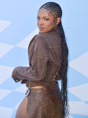Photo for Ryan Destiny arrives at the 7th Annual REVOLVE Festival 2024 during the 2024 Coachella Valley Music And Arts Festival - Weekend 1 - Day 2 held at the Parker Palm Springs Hotel on April 13, 2024 in Palm Springs, Riverside County, California - Royalty Free Image