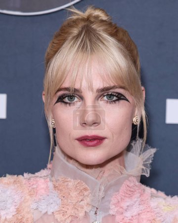 Photo for Lucy Boynton arrives at the Los Angeles Premiere Of Searchlight Pictures' 'The Greatest Hits' held at the El Capitan Theatre on April 15, 2024 in Hollywood, Los Angeles, California, United States. - Royalty Free Image