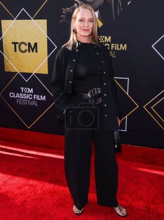 Photo for Uma Thurman arrives at the 15th Annual TCM Classic Film Festival 2024 Opening Night And 30th Anniversary Presentation Of Miramax's 'Pulp Fiction' held at the TCL Chinese Theatre on April 18, 2024 in Hollywood, Los Angeles, California, United States. - Royalty Free Image