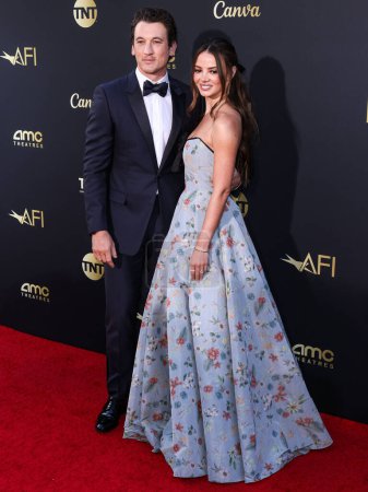 Photo for Miles Teller and wife Keleigh Sperry Teller arrive at the 49th Annual AFI (American Film Institute) Lifetime Achievement Award Gala Tribute Celebrating Nicole Kidman held at the Dolby Theatre on April 27, 2024 in Hollywood, Los Angeles, California - Royalty Free Image