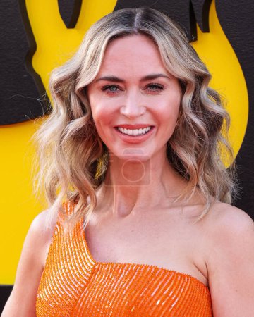 Photo for Emily Blunt wearing a custom Armani Priv dress, Alexandre Birman shoes, and Tiffany and Co. jewelry arrives at the Los Angeles Premiere Of Universal Pictures' 'The Fall Guy' held at the Dolby Theatre on April 30, 2024 in Hollywood, Los Angeles - Royalty Free Image