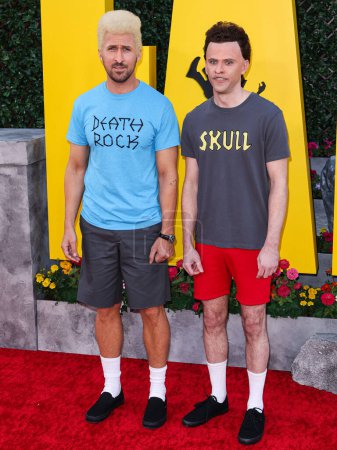 Photo for Ryan Gosling and Mikey Day dressed as Beavis and Butt-Head arrive at the Los Angeles Premiere Of Universal Pictures' 'The Fall Guy' held at the Dolby Theatre on April 30, 2024 in Hollywood, Los Angeles, California, United States. - Royalty Free Image