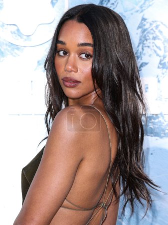 Photo for Laura Harrier arrives at the Montblanc Meisterstuck 100th Anniversary Gallery held at Paramour Estate on May 1, 2024 in Silver Lake, Los Angeles, California, United States. - Royalty Free Image
