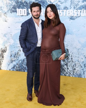 Photo for Michael Angarano and wife Maya Erskine arrive at the Montblanc Meisterstuck 100th Anniversary Gallery held at Paramour Estate on May 1, 2024 in Silver Lake, Los Angeles, California, United States. - Royalty Free Image