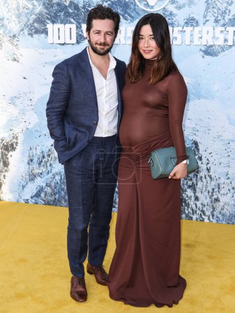 Photo for Michael Angarano and wife Maya Erskine arrive at the Montblanc Meisterstuck 100th Anniversary Gallery held at Paramour Estate on May 1, 2024 in Silver Lake, Los Angeles, California, United States. - Royalty Free Image