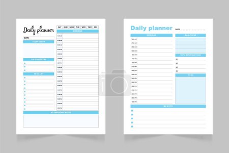 Minimalist daily planner page template . Blank white notepad page.